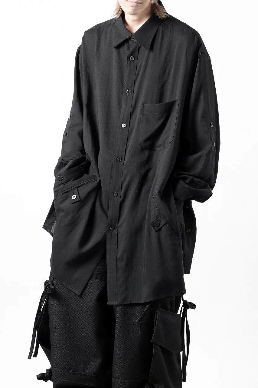 Y's for men BIG SHIRT / CELLULOSE LAWN (BLACK) - Image 3