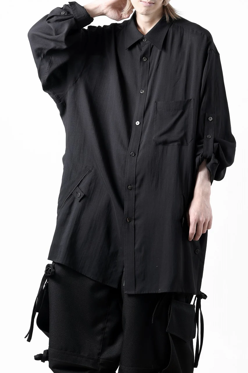Y's for men BIG SHIRT / CELLULOSE LAWN (BLACK) - Image 30