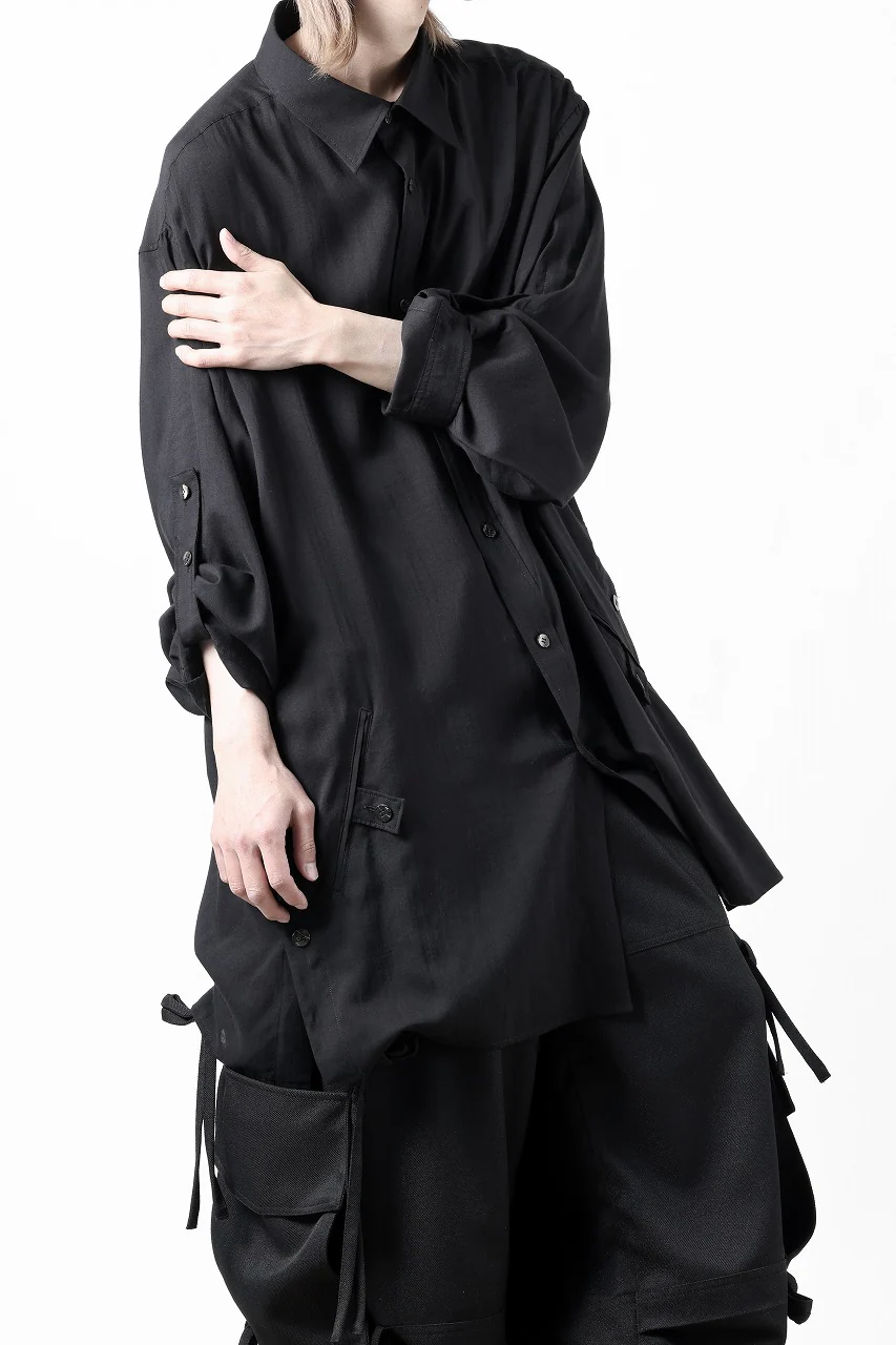 Y's for men BIG SHIRT / CELLULOSE LAWN (BLACK) - Image 31