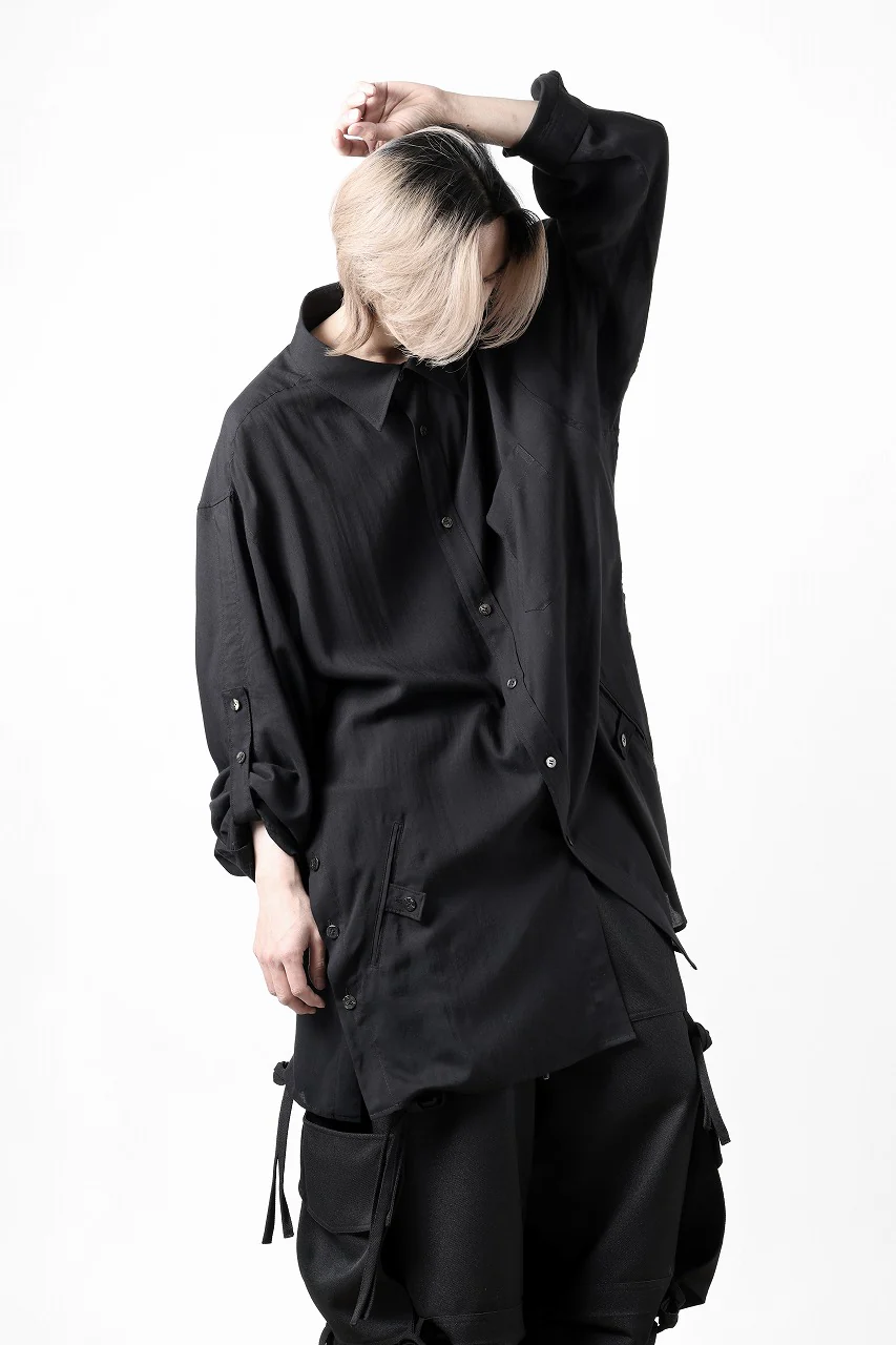 Y's for men BIG SHIRT / CELLULOSE LAWN (BLACK) - Image 32