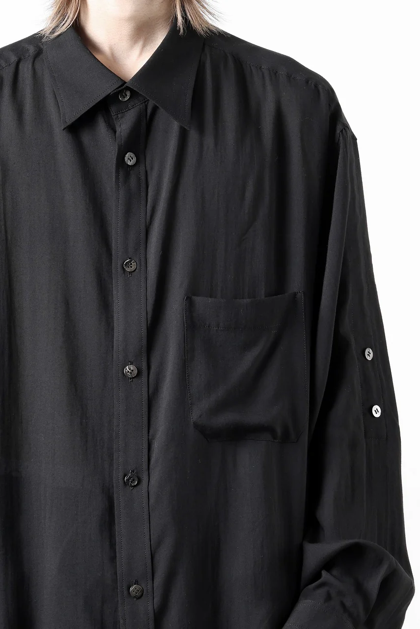 Y's for men BIG SHIRT / CELLULOSE LAWN (BLACK) - Image 33