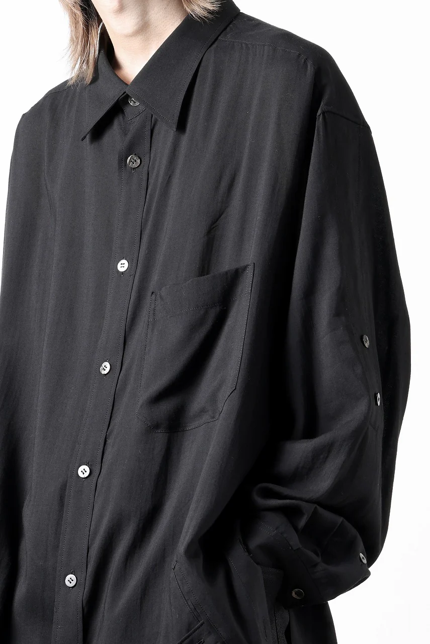 Y's for men BIG SHIRT / CELLULOSE LAWN (BLACK) - Image 34
