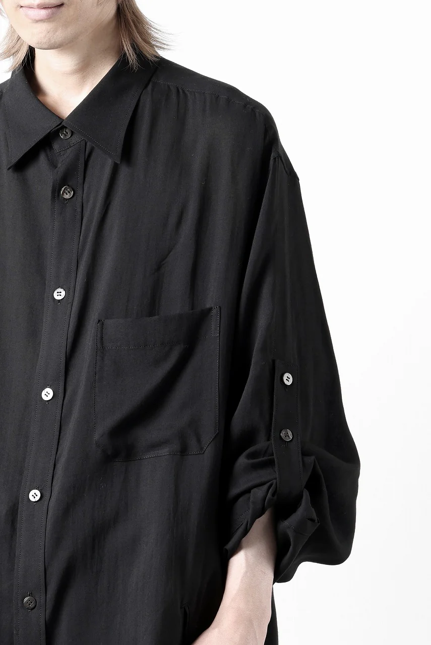 Y's for men BIG SHIRT / CELLULOSE LAWN (BLACK) - Image 42