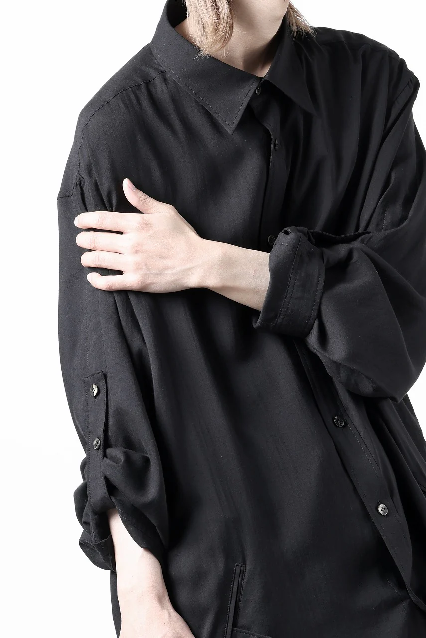 Y's for men BIG SHIRT / CELLULOSE LAWN (BLACK) - Image 44