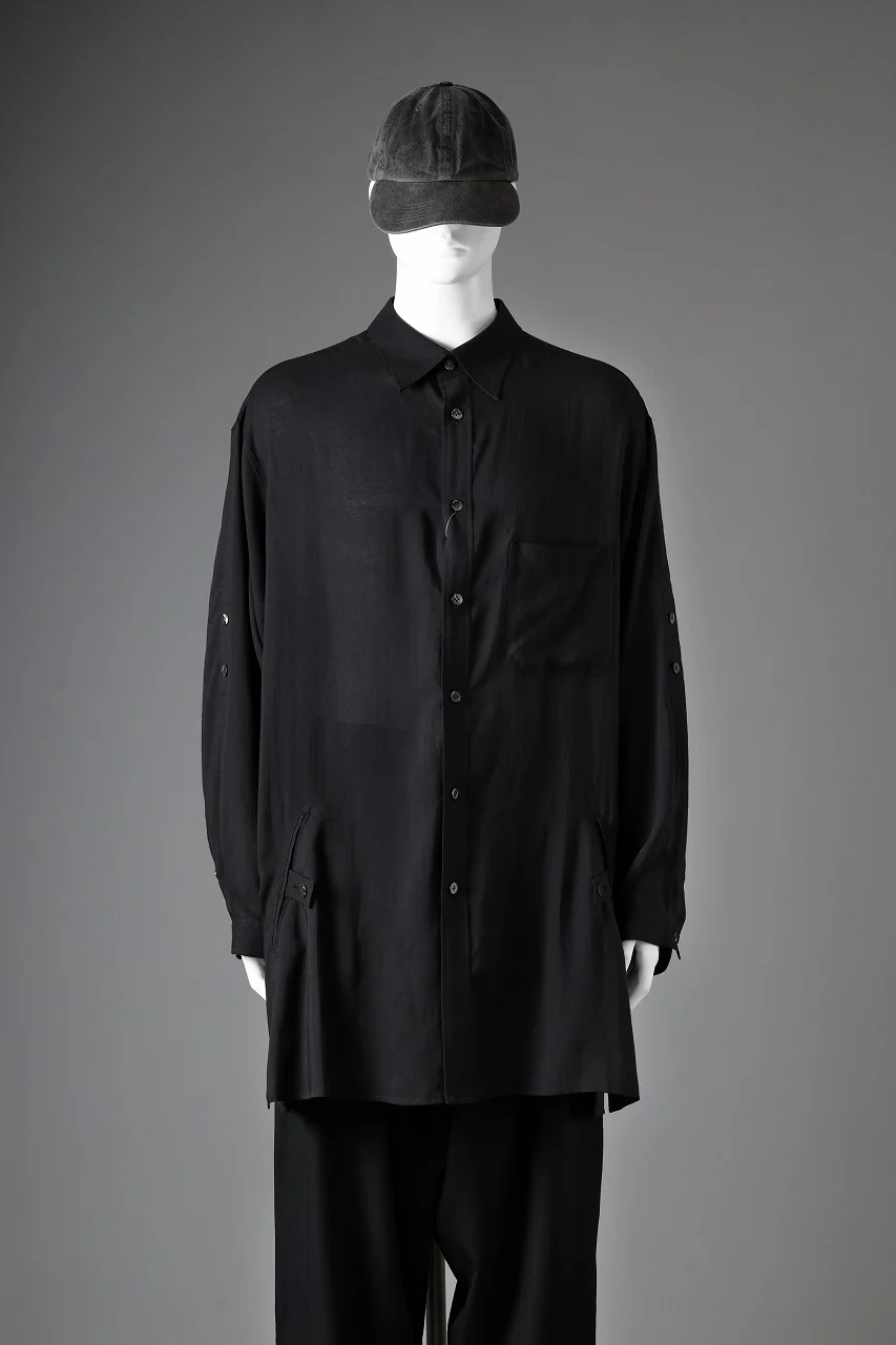 Y's for men BIG SHIRT / CELLULOSE LAWN (BLACK) - Image 45