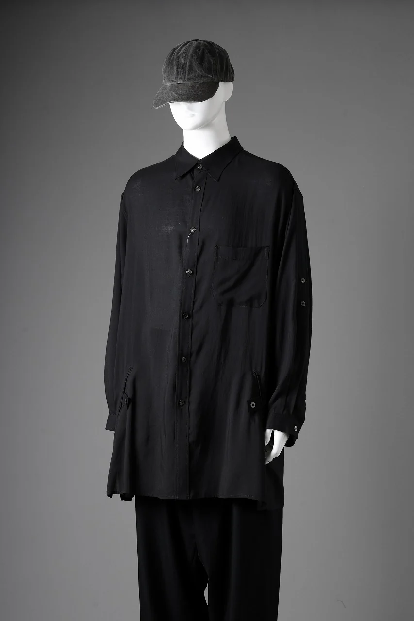 Y's for men BIG SHIRT / CELLULOSE LAWN (BLACK) - Image 46