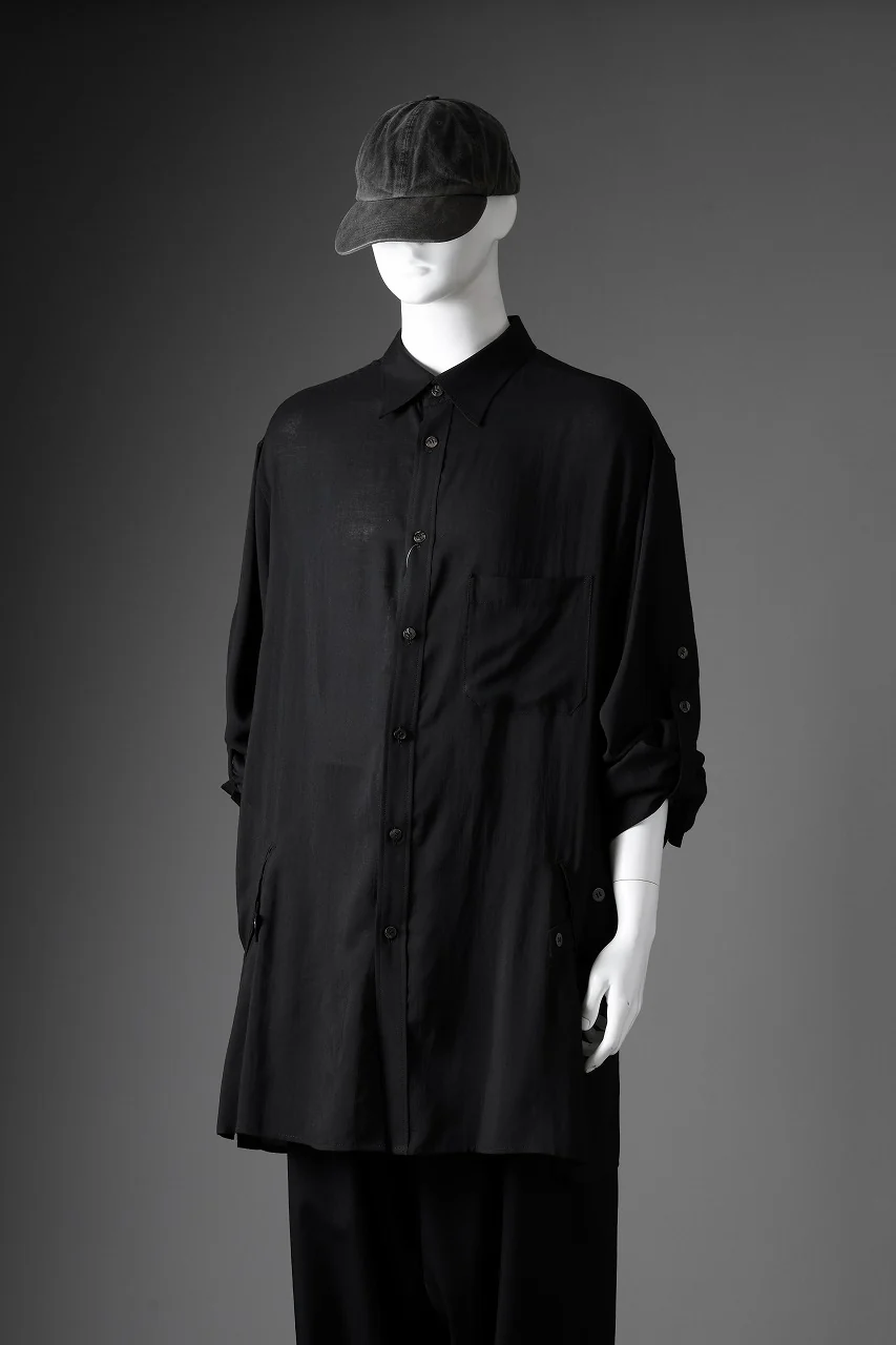 Y's for men BIG SHIRT / CELLULOSE LAWN (BLACK) - Image 48