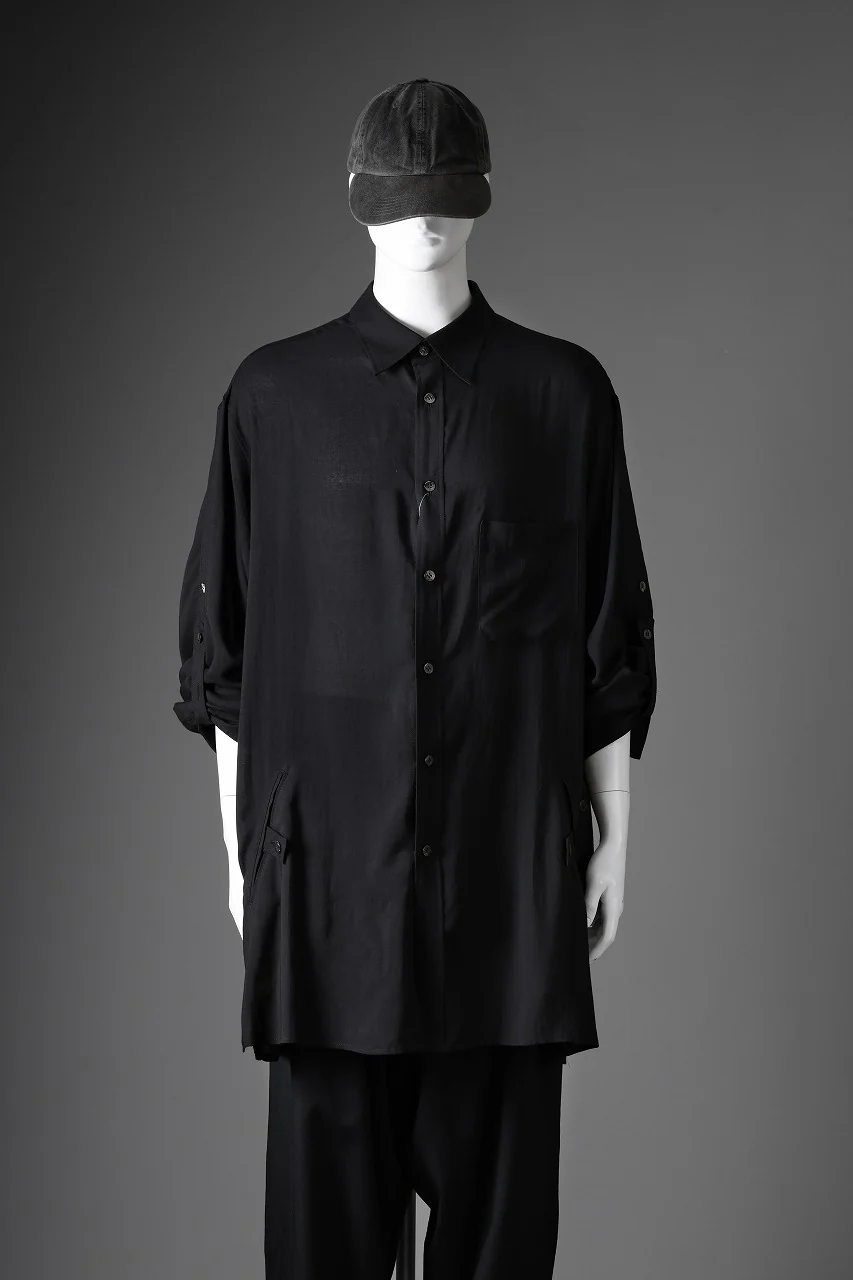 Y's for men BIG SHIRT / CELLULOSE LAWN (BLACK) - Image 49