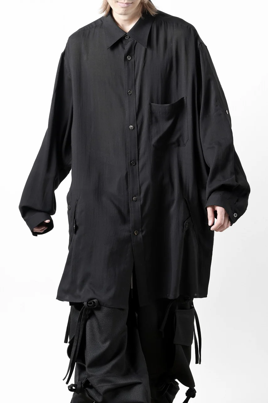 Y's for men BIG SHIRT / CELLULOSE LAWN (BLACK) - Image 5
