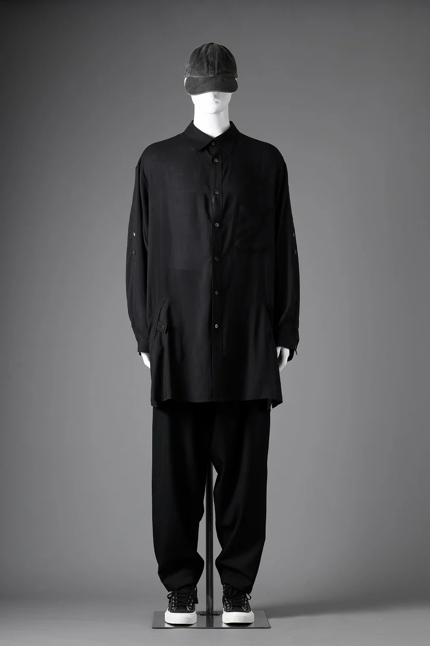 Y's for men BIG SHIRT / CELLULOSE LAWN (BLACK) - Image 51
