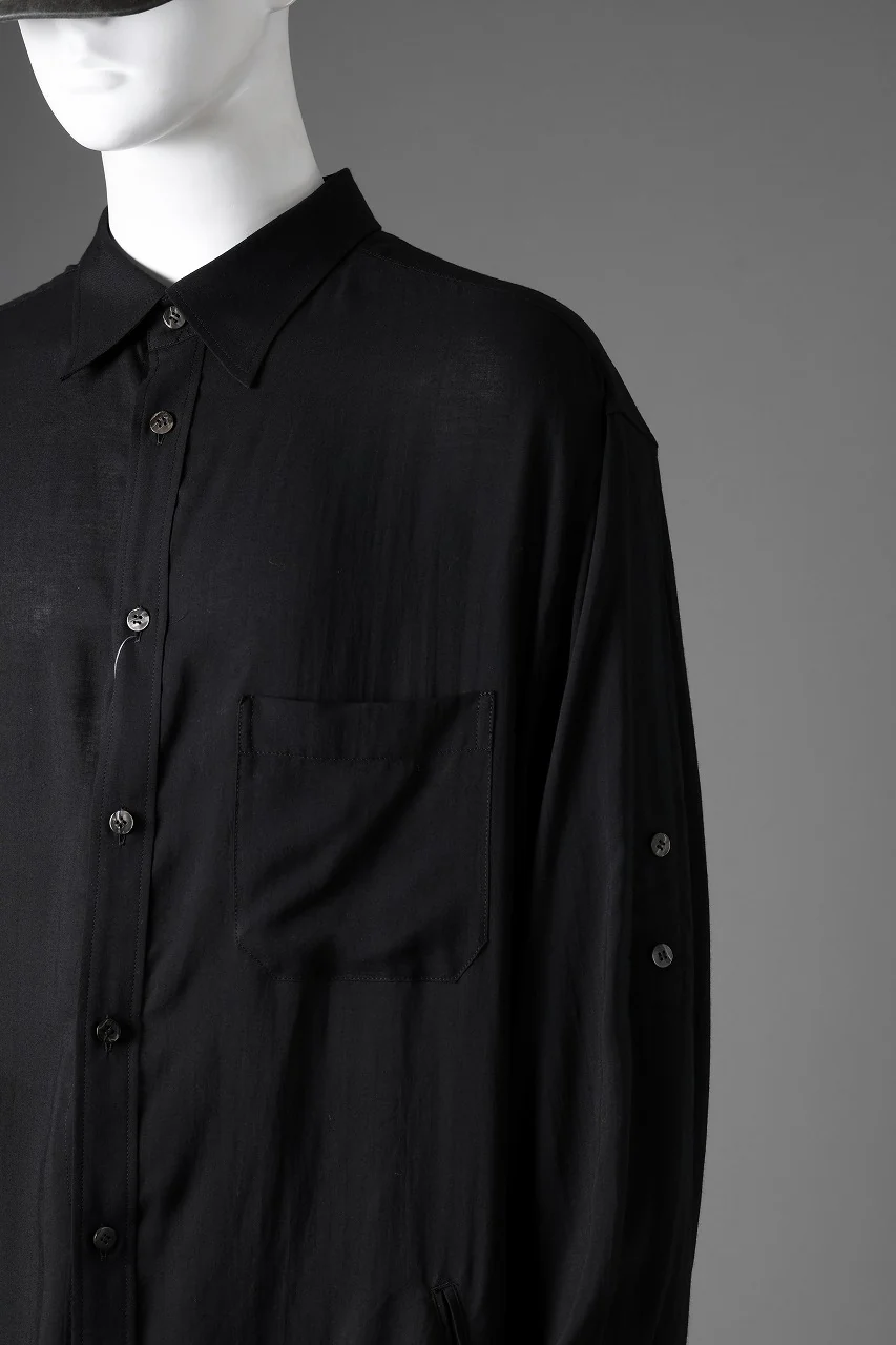 Y's for men BIG SHIRT / CELLULOSE LAWN (BLACK) - Image 52