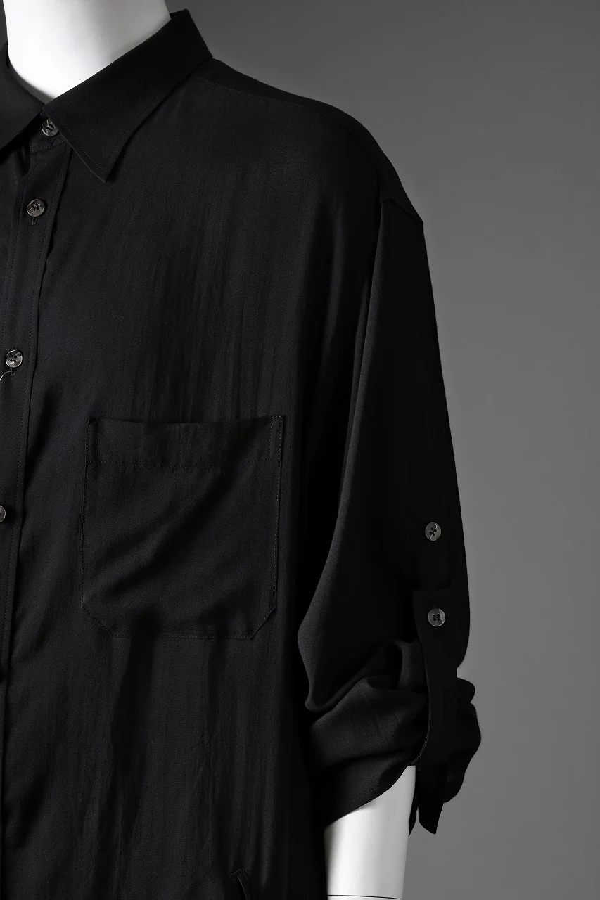 Y's for men BIG SHIRT / CELLULOSE LAWN (BLACK) - Image 54