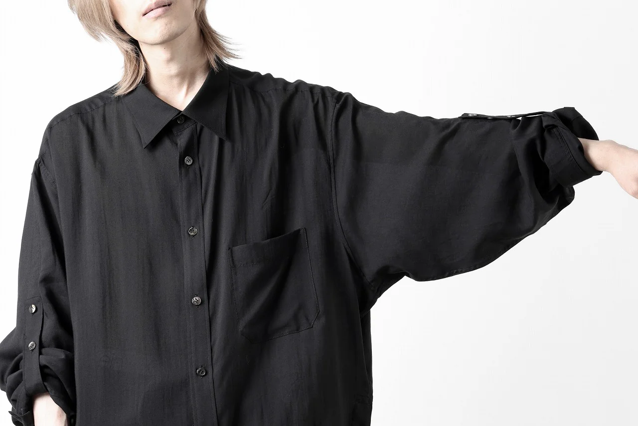 Y's for men BIG SHIRT / CELLULOSE LAWN (BLACK) - Image 55
