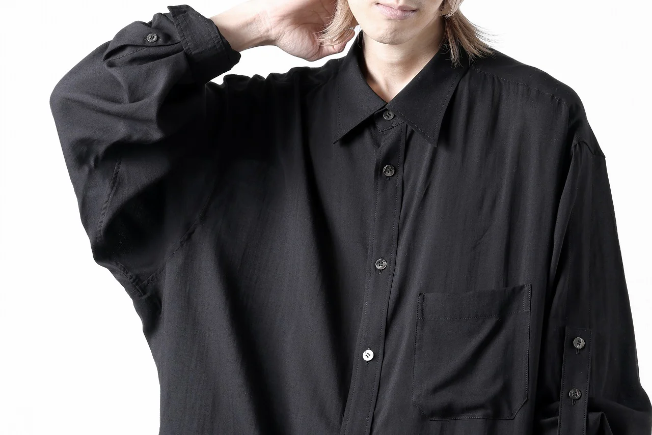 Y's for men BIG SHIRT / CELLULOSE LAWN (BLACK) - Image 56