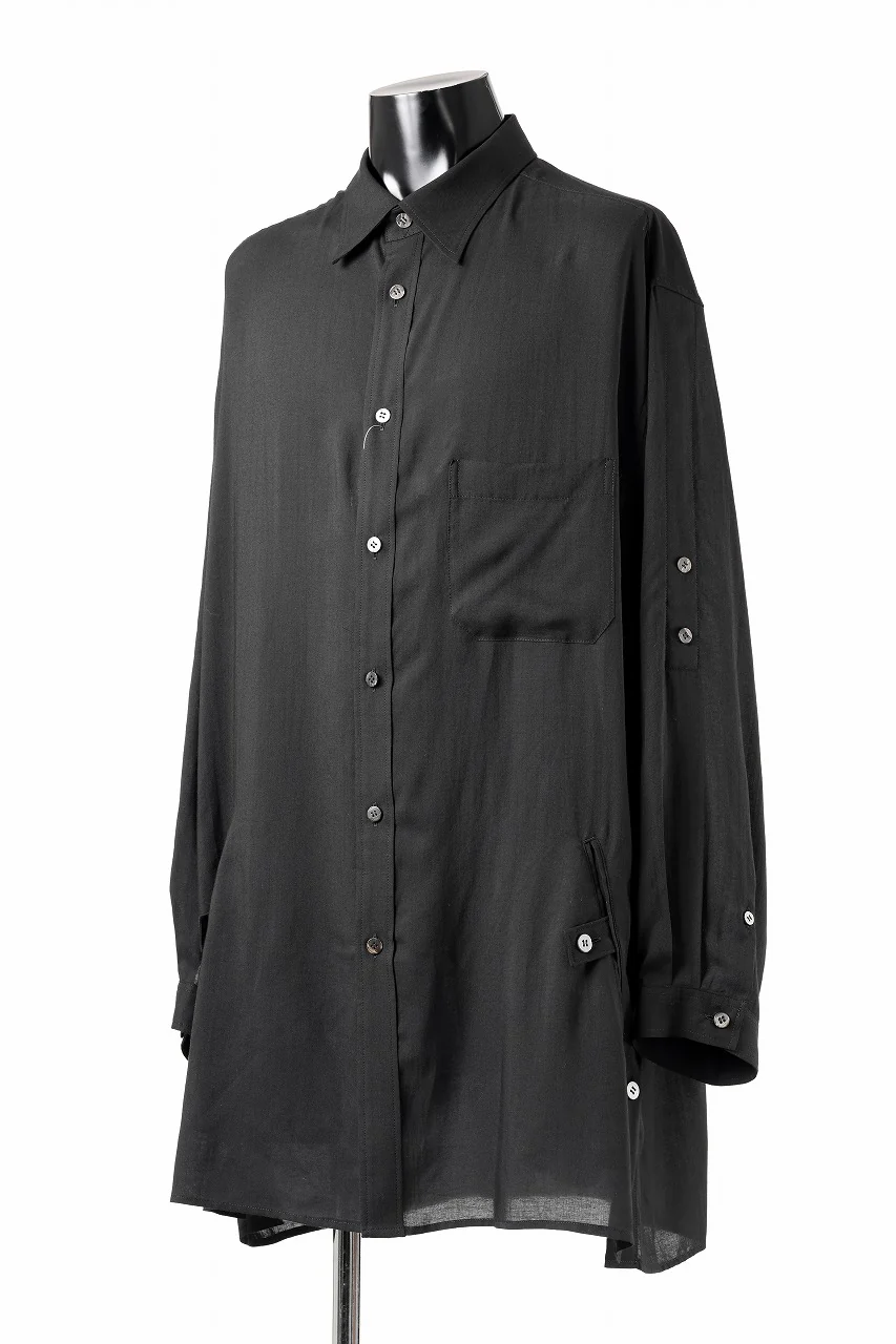 Y's for men BIG SHIRT / CELLULOSE LAWN (BLACK) - Image 6