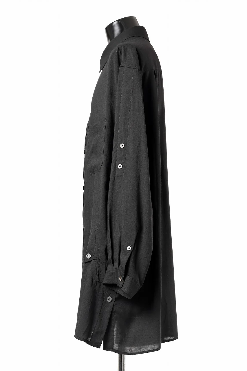Y's for men BIG SHIRT / CELLULOSE LAWN (BLACK) - Image 7
