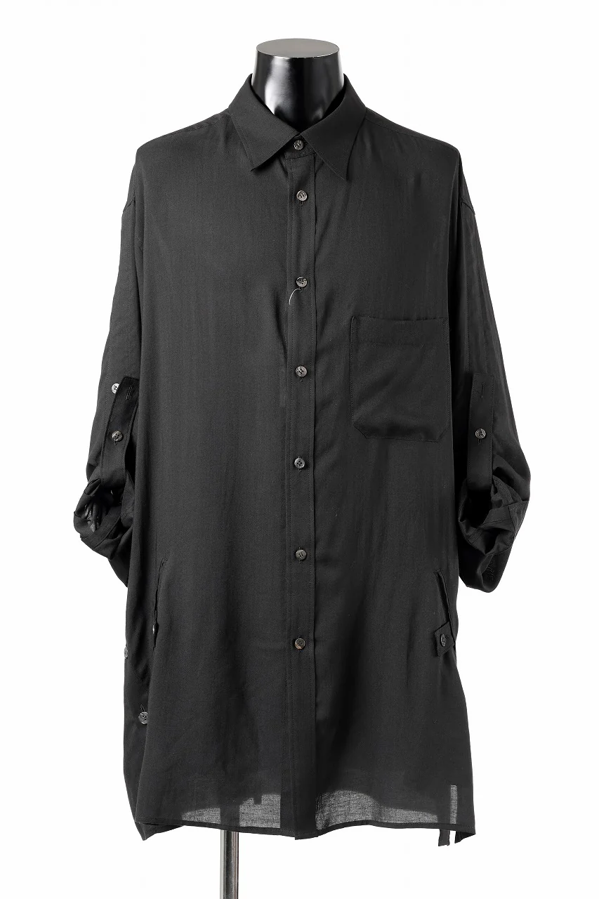 Y's for men BIG SHIRT / CELLULOSE LAWN (BLACK) - Image 9