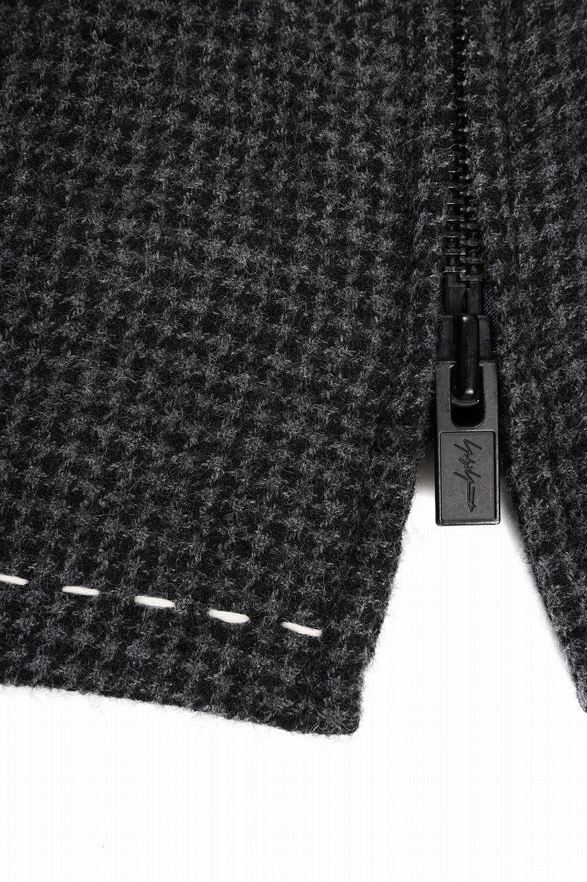 Y's for men BLOUSON with HAND STITCH / HOUNDSTOOTH WOOL (BLACK) - Image 11