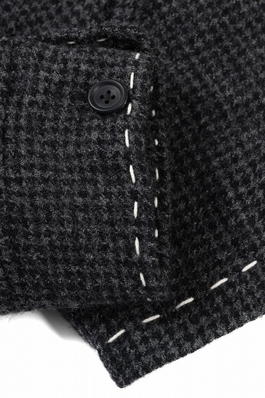 Y's for men BLOUSON with HAND STITCH / HOUNDSTOOTH WOOL (BLACK) - Image 12