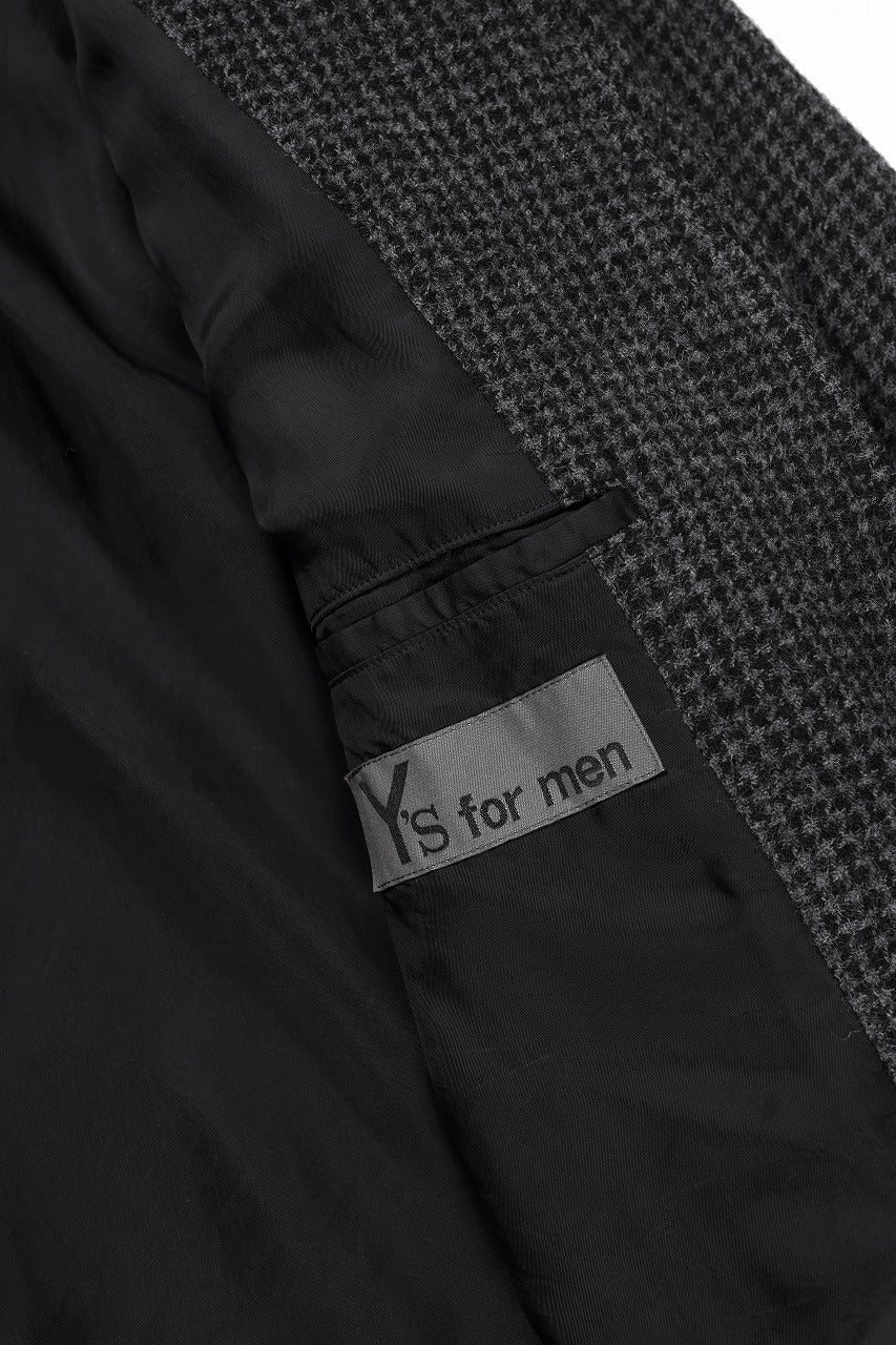 Y's for men BLOUSON with HAND STITCH / HOUNDSTOOTH WOOL (BLACK) - Image 13
