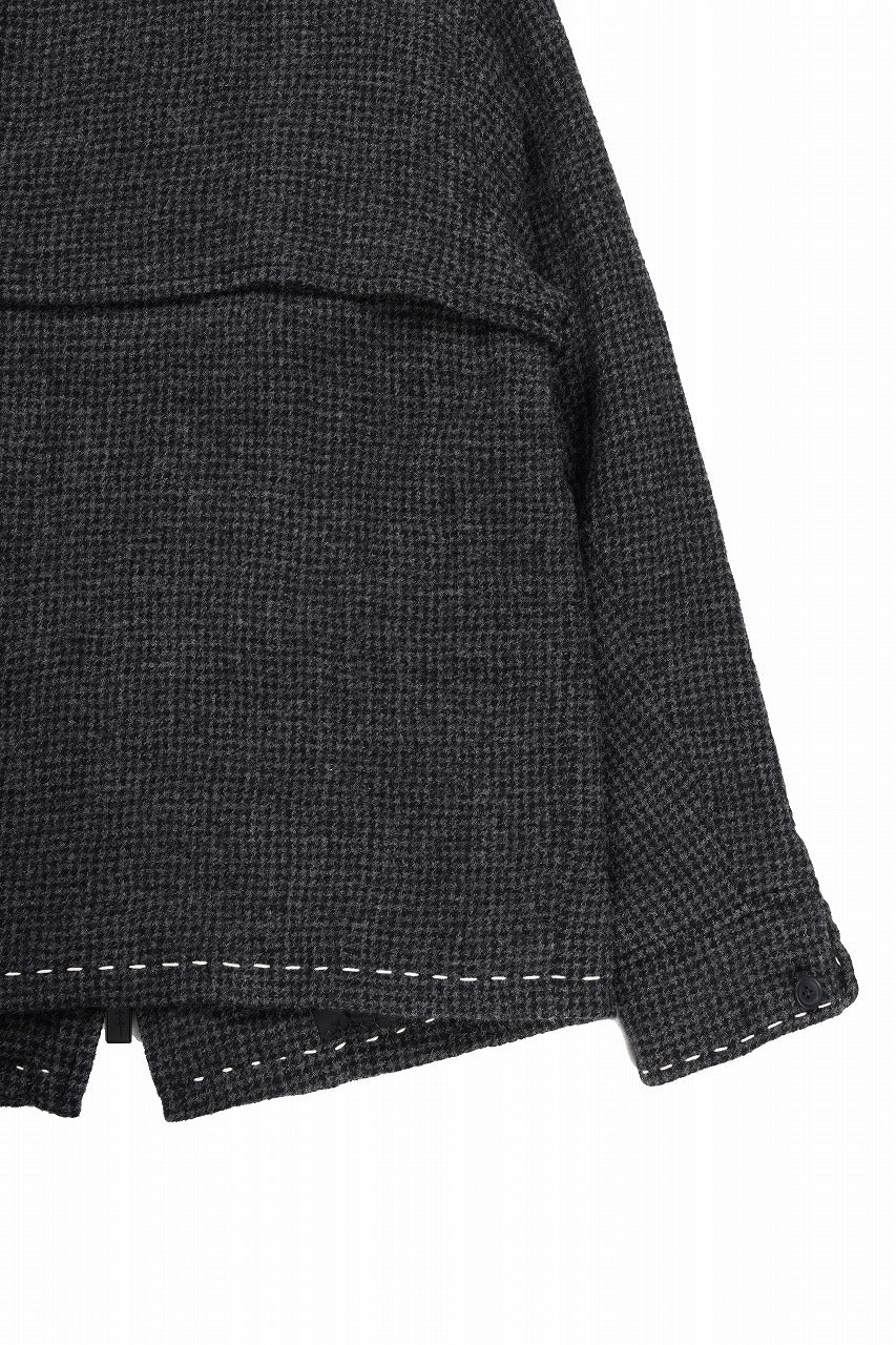 Y's for men BLOUSON with HAND STITCH / HOUNDSTOOTH WOOL (BLACK) - Image 15
