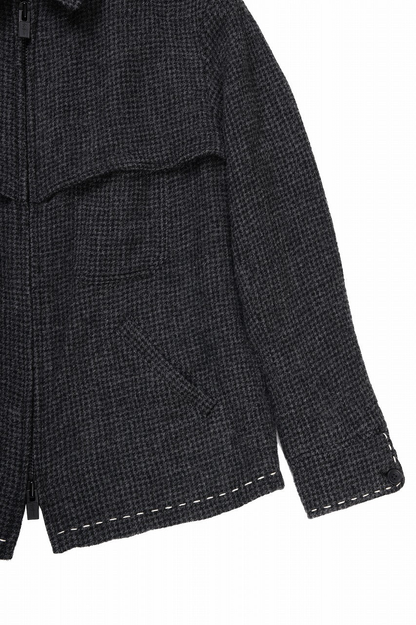 Y's for men BLOUSON with HAND STITCH / HOUNDSTOOTH WOOL (BLACK) - Image 6