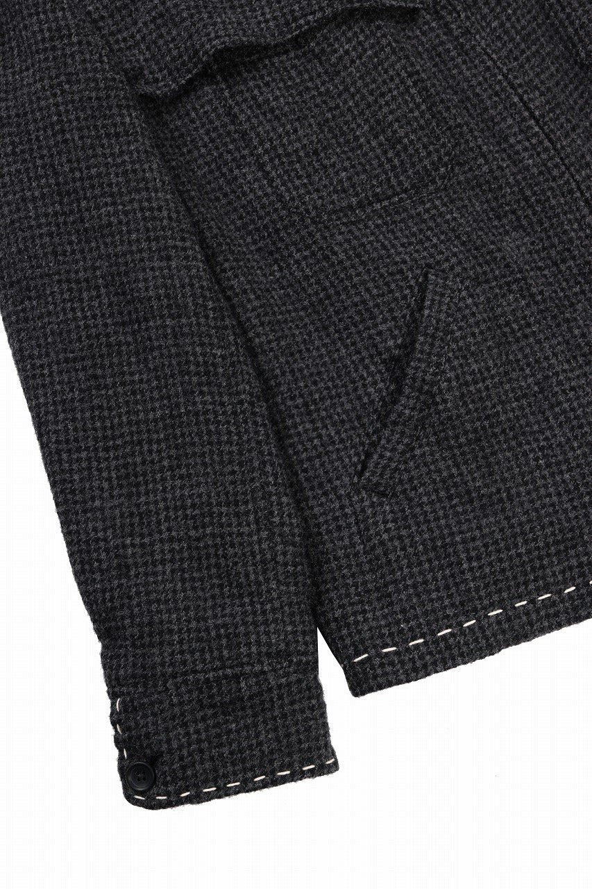 Y's for men BLOUSON with HAND STITCH / HOUNDSTOOTH WOOL (BLACK) - Image 7