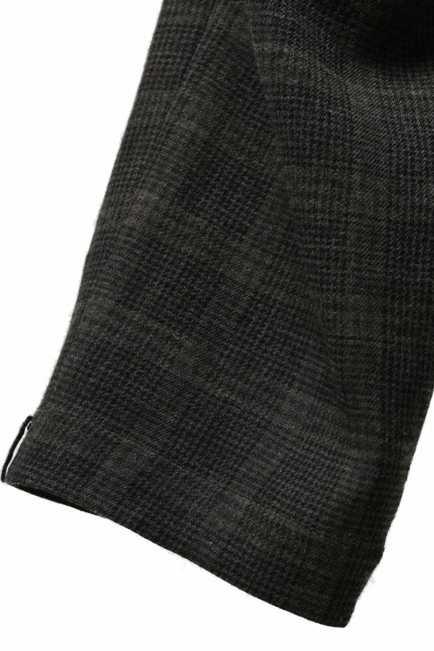 Y's for men CHECK WIDE PANTS with HEM TUB / JP INK DYED LINEN / WOOL (BROWN) - Image 10
