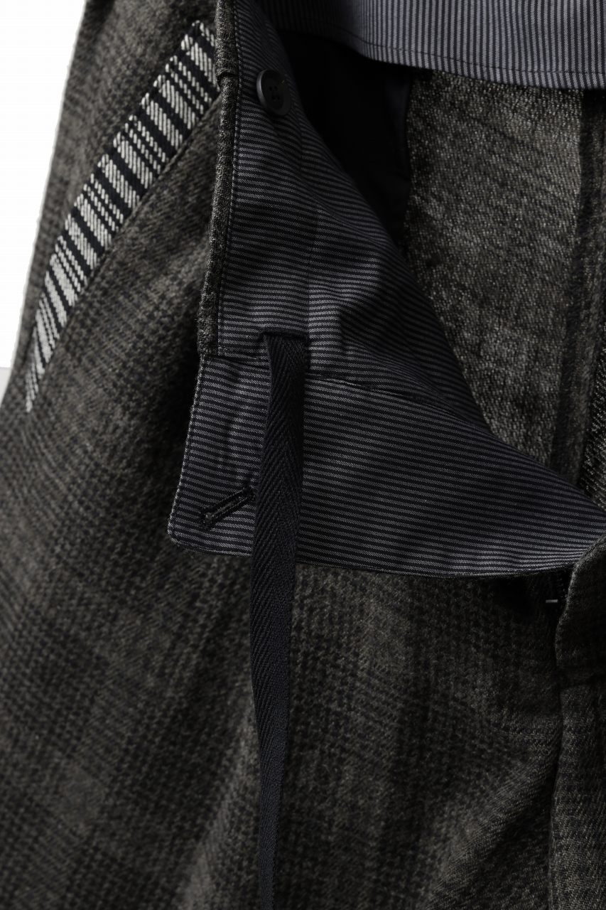 Y's for men CHECK WIDE PANTS with HEM TUB / JP INK DYED LINEN / WOOL (BROWN) - Image 12
