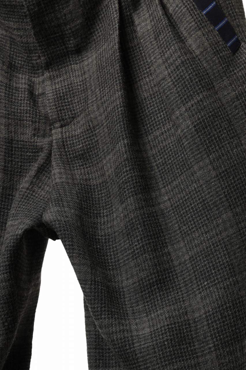 Y's for men CHECK WIDE PANTS with HEM TUB / JP INK DYED LINEN / WOOL (BROWN) - Image 14