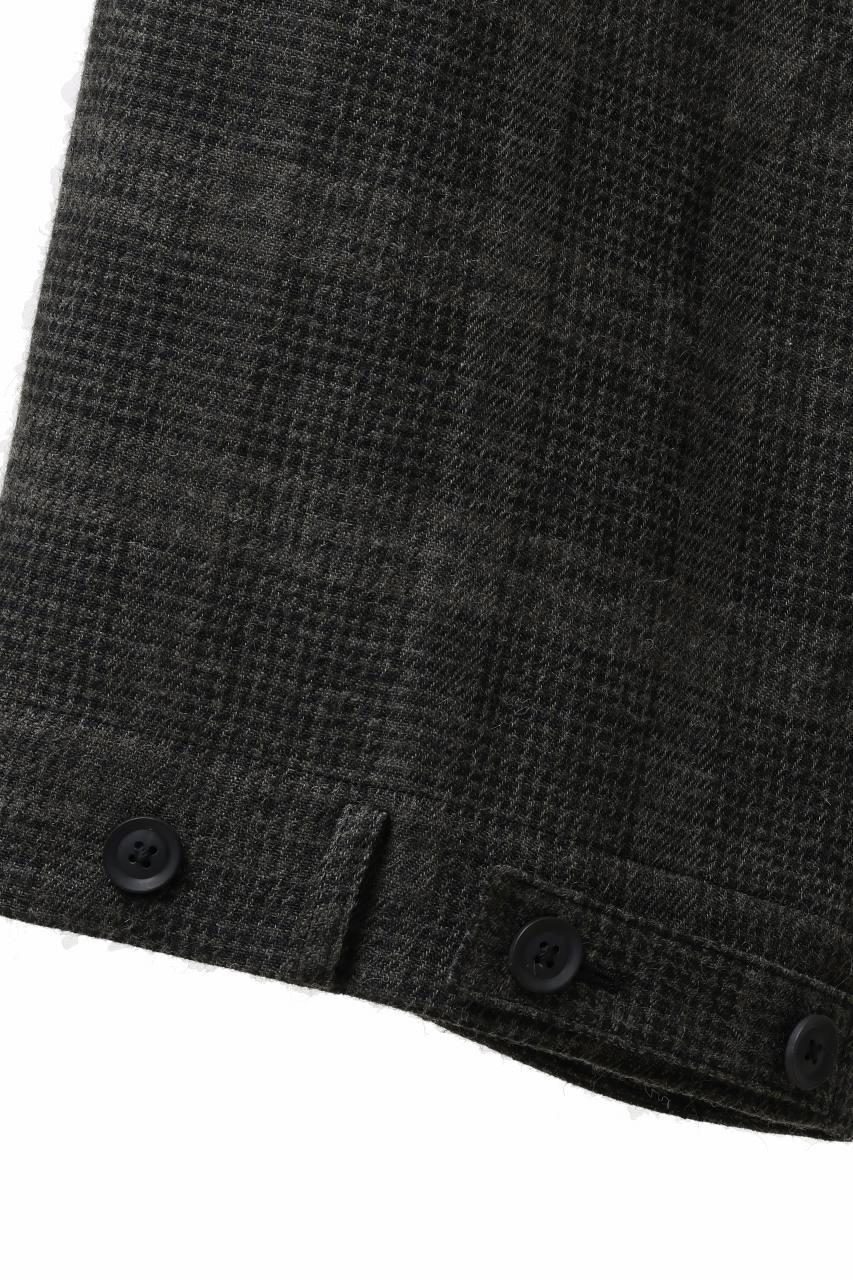 Y's for men CHECK WIDE PANTS with HEM TUB / JP INK DYED LINEN / WOOL (BROWN) - Image 16