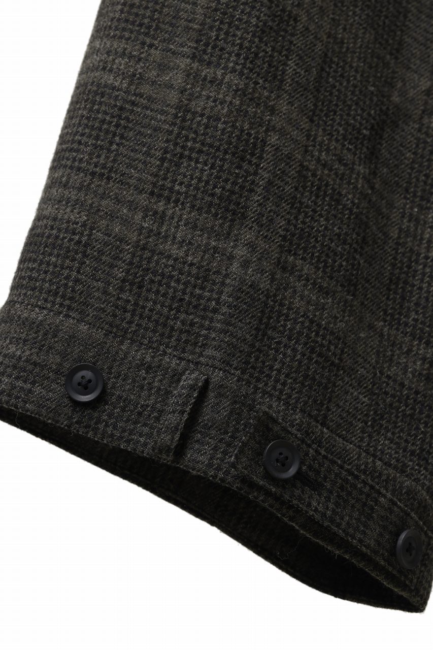 Y's for men CHECK WIDE PANTS with HEM TUB / JP INK DYED LINEN / WOOL (BROWN) - Image 17