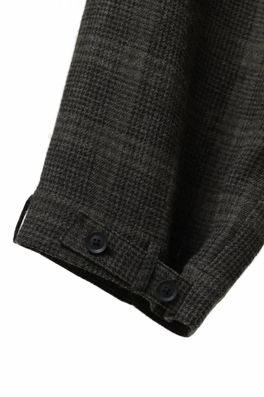 Y's for men CHECK WIDE PANTS with HEM TUB / JP INK DYED LINEN / WOOL (BROWN) - Image 18