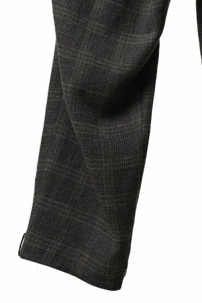 Y's for men CHECK WIDE PANTS with HEM TUB / JP INK DYED LINEN / WOOL (BROWN) - Image 7
