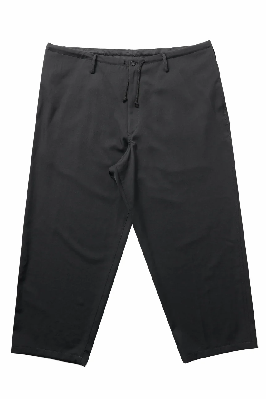 Y's for men CLASSIC STRING PANTS WITH 3-STITCH / WRINKLED GABARDINE (BLACK)