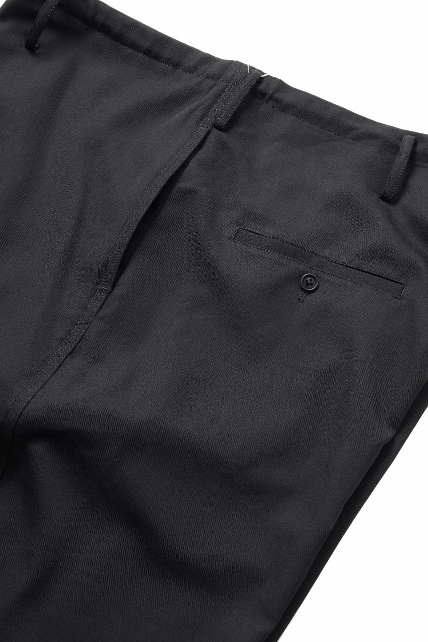 Y's for men CLASSIC STRING PANTS WITH 3-STITCH / WRINKLED GABARDINE (BLACK) - Image 24