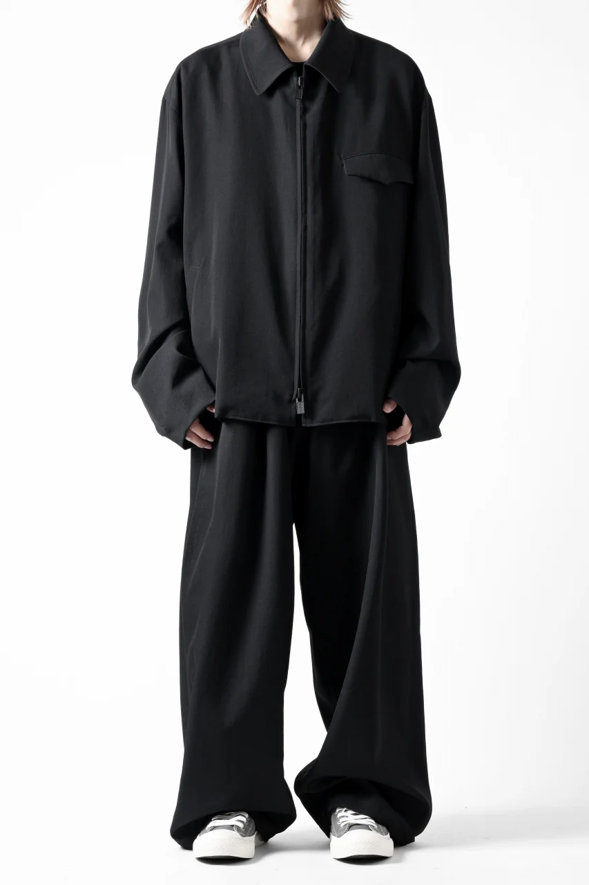 Y's for men CLASSIC STRING PANTS WITH 3-STITCH / WRINKLED GABARDINE (BLACK) - Image 27