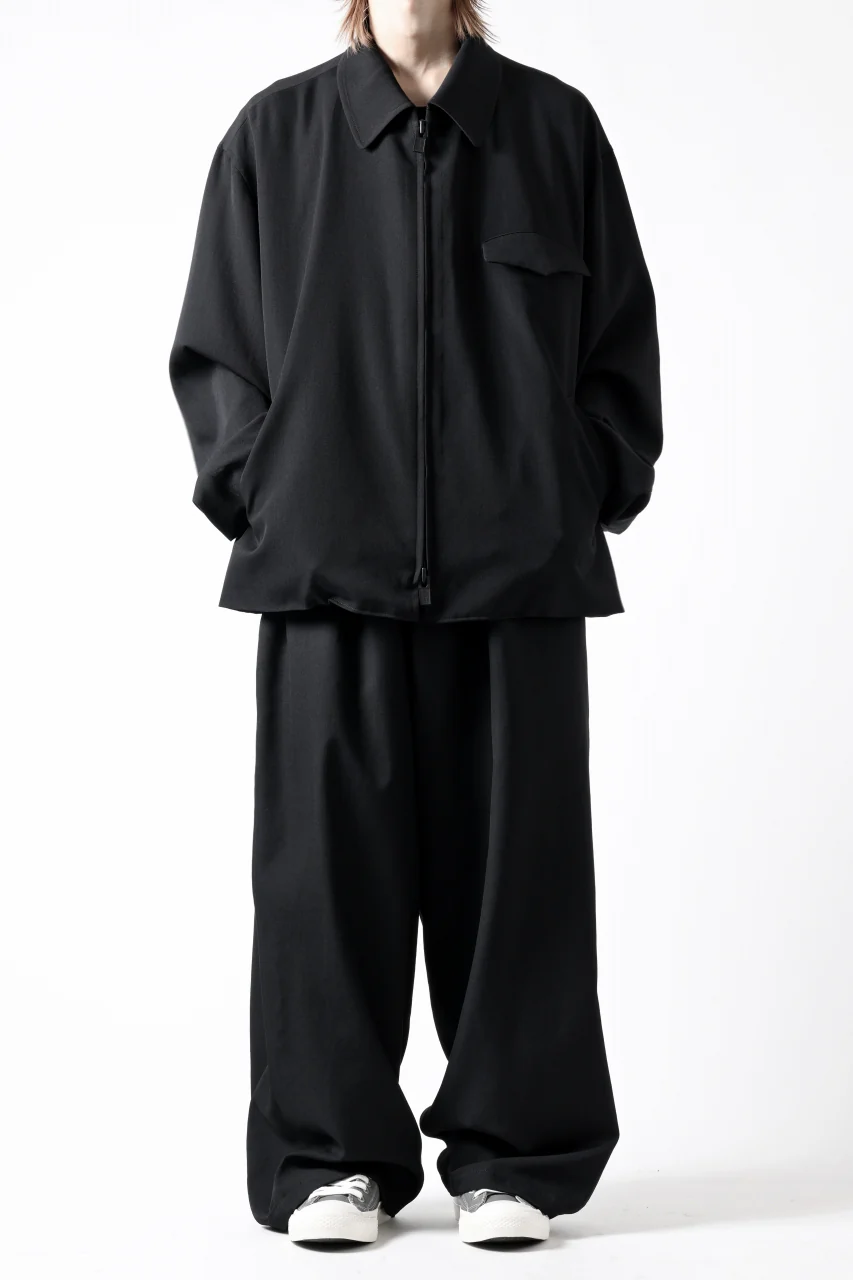 Y's for men CLASSIC STRING PANTS WITH 3-STITCH / WRINKLED GABARDINE (BLACK) - Image 28