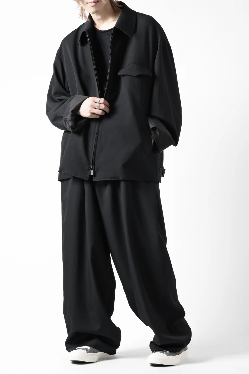 Y's for men CLASSIC STRING PANTS WITH 3-STITCH / WRINKLED GABARDINE (BLACK) - Image 31