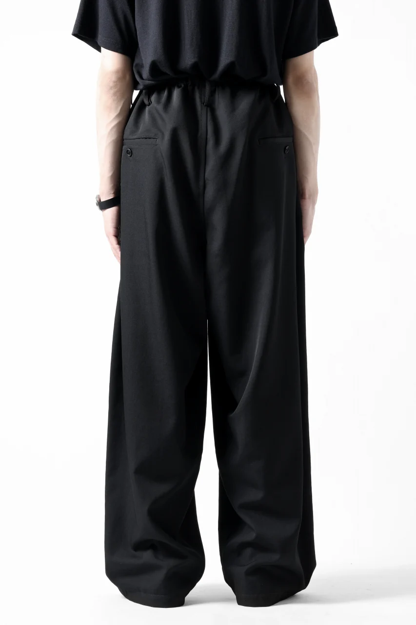 Y's for men CLASSIC STRING PANTS WITH 3-STITCH / WRINKLED GABARDINE (BLACK) - Image 6