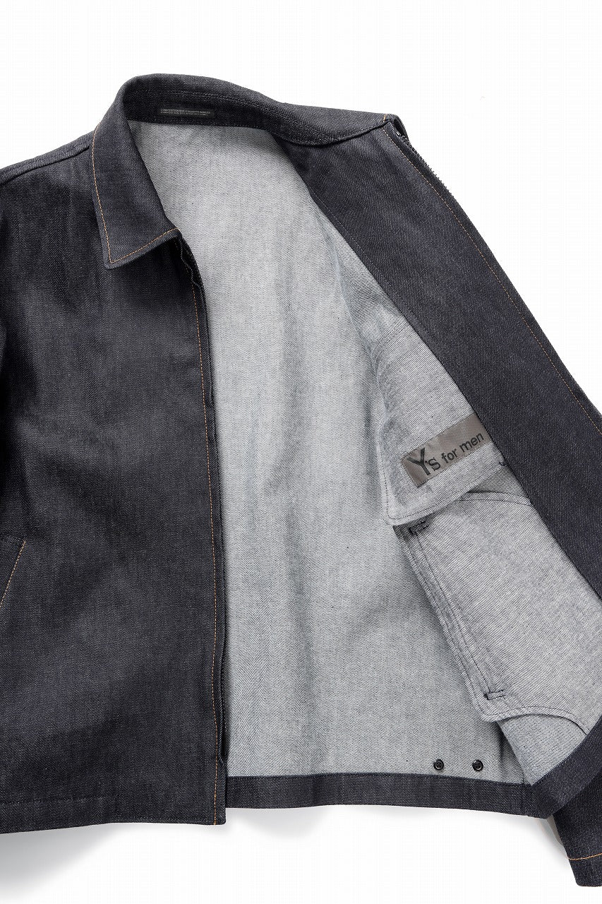 Y's for men COLLOR COMBI BLOUSON / 13oz UNEVEN YARN DENIM (BLUE) - Image 10