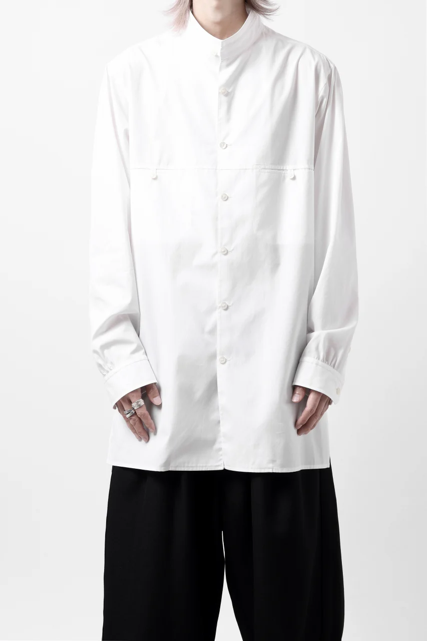 Y's for men CROSSED CHEST POCKET SHIRT / COTTON BROAD (WHITE) - Image 2