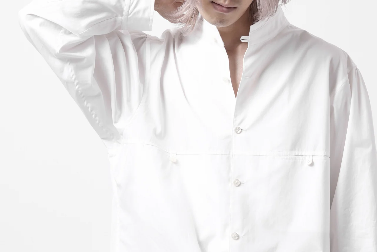 Y's for men CROSSED CHEST POCKET SHIRT / COTTON BROAD (WHITE) - Image 38