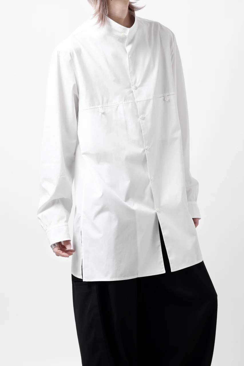 Y's for men CROSSED CHEST POCKET SHIRT / COTTON BROAD (WHITE) - Image 4