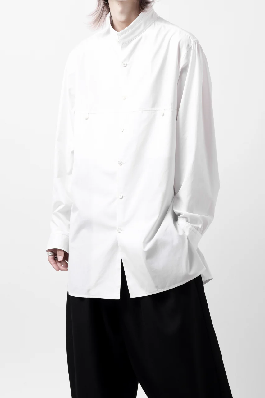 Y's for men CROSSED CHEST POCKET SHIRT / COTTON BROAD (WHITE) - Image 5