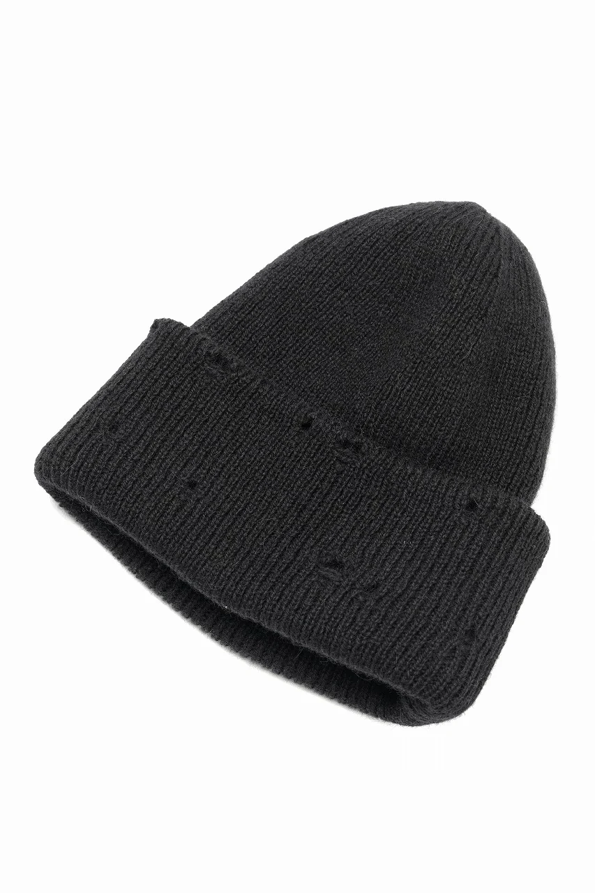 Y's for men DAMAGED KNIT CAP / ALPACA WOOL (BLACK) - Image 2