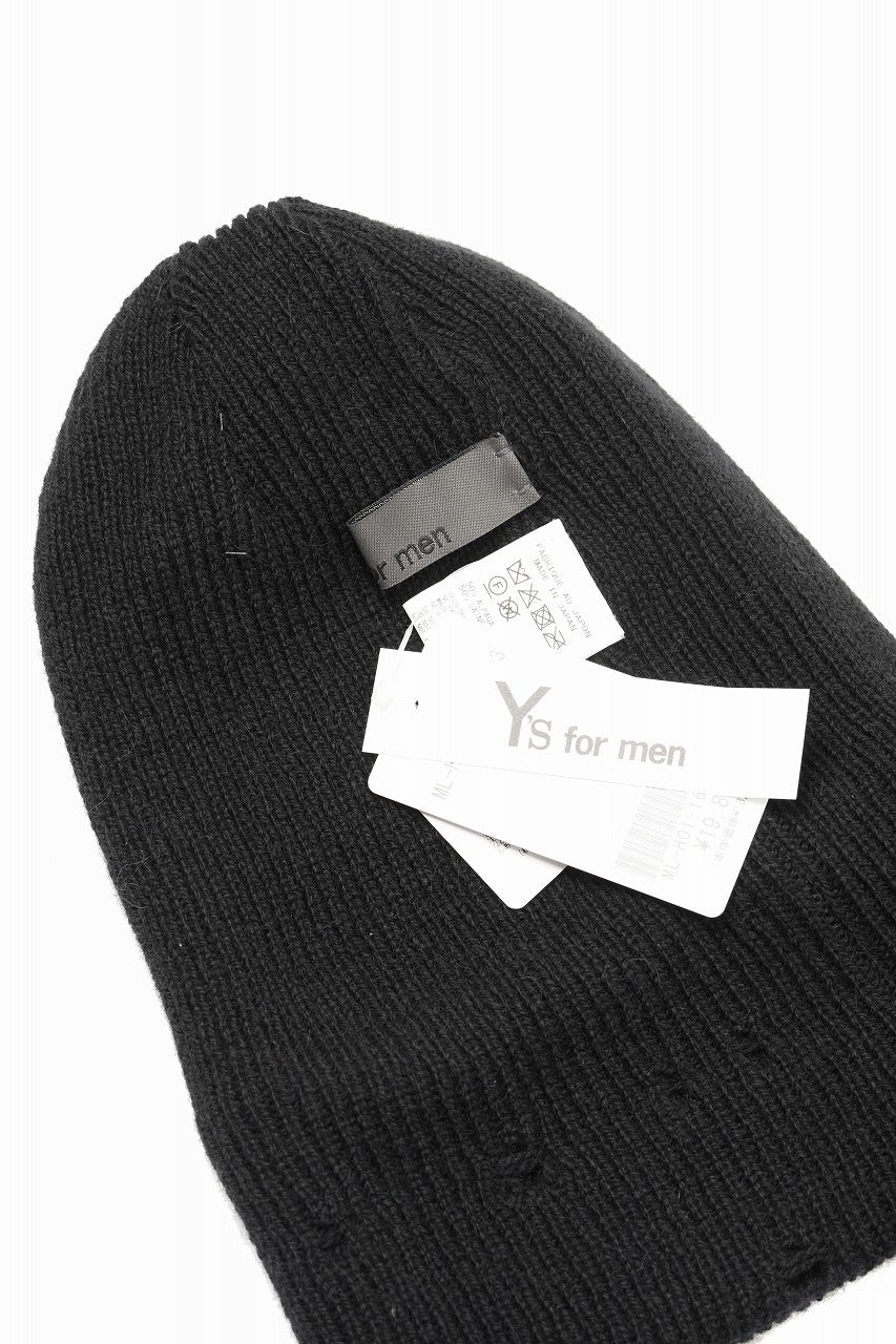 Y's for men DAMAGED KNIT CAP / ALPACA WOOL (BLACK) - Image 6