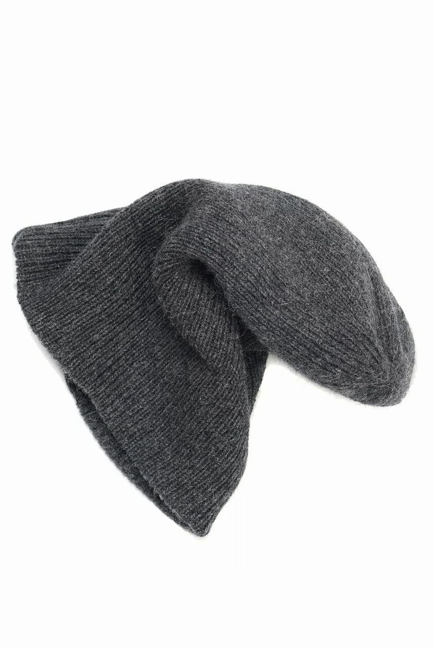 Y's for men DAMAGED KNIT CAP / ALPACA WOOL (CHARCOAL) - Image 4