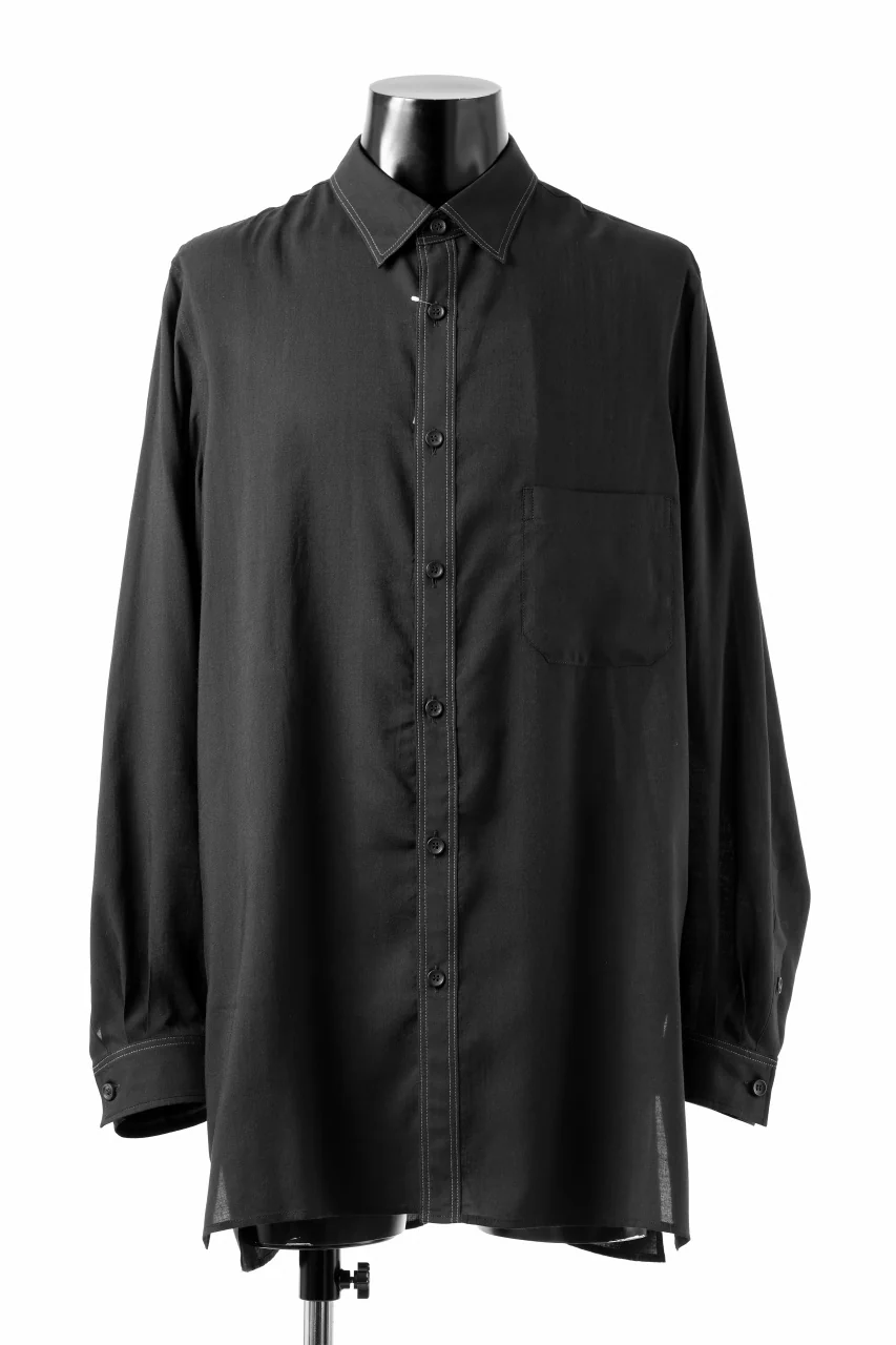 Y's for men DOUBLE STITCH SHIRT / CELLULOSE LAWN (BLACK)