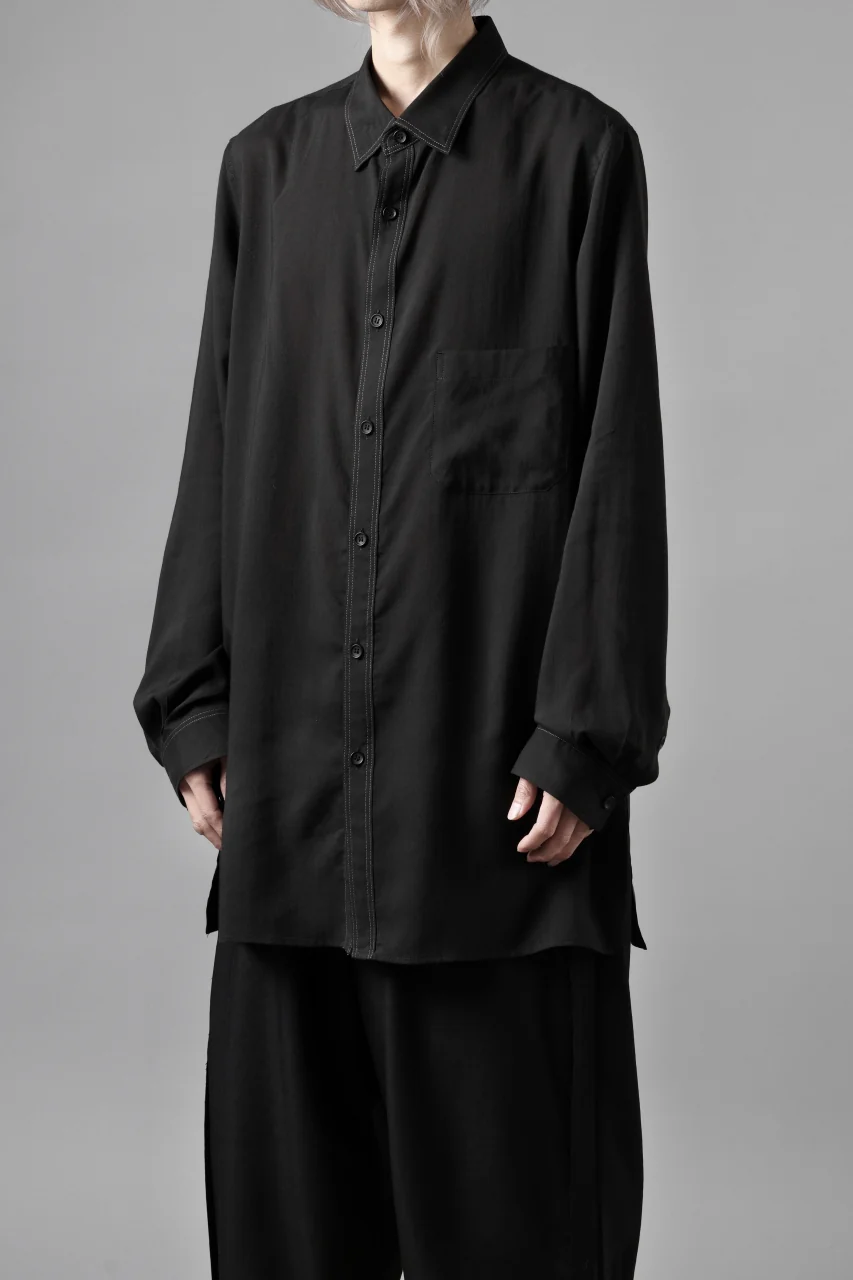 Y's for men DOUBLE STITCH SHIRT / CELLULOSE LAWN (BLACK) - Image 13